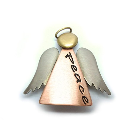 Angel Tri-metal 'Peace' Brooch - Click Image to Close